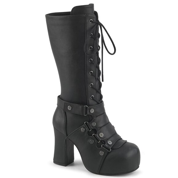 Platform Gothic Heel Lace Up Front Boots - Picture 2 of 5